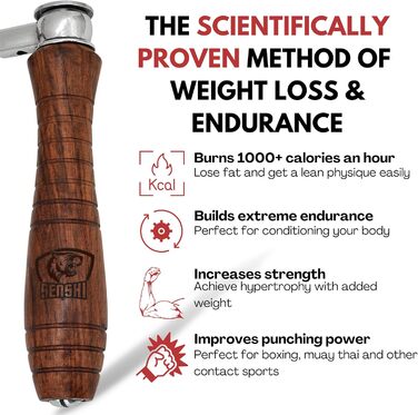 Стрибкова скакалка Senshi Japan з утяженими ручками, анти-втомні ручки, вагова скакалка для чоловіків, жінок та дітей, 600 г – ручки з палісандру