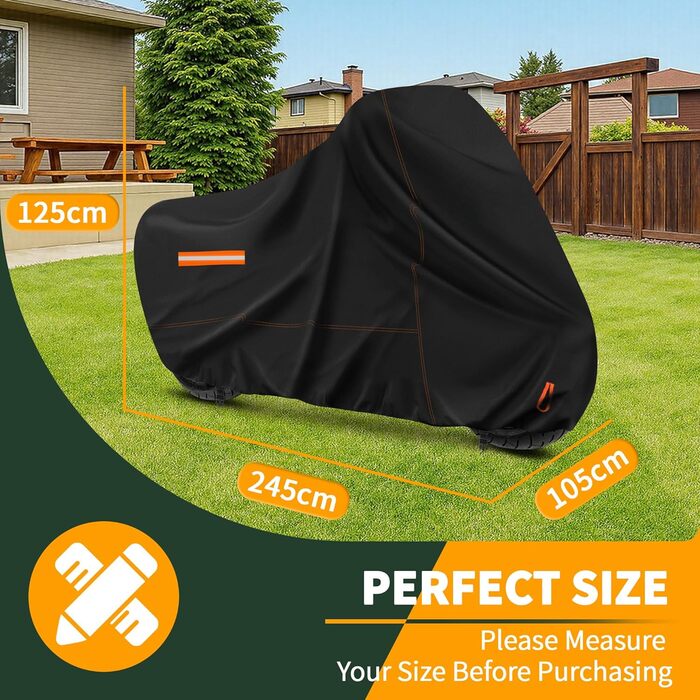 Водонепроникний чохол для мотоцикла Enzeno (246x105x125 см), захисний тент з тканини 600D Oxford, стійкий до UV-променів та вітру, для мопедів та скутерів