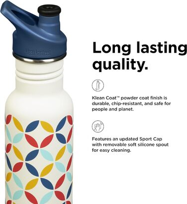 Пляшка для води Klean Kanteen Classic Narrow Retro-Punkt 532 мл, сталева, вузька горловина
