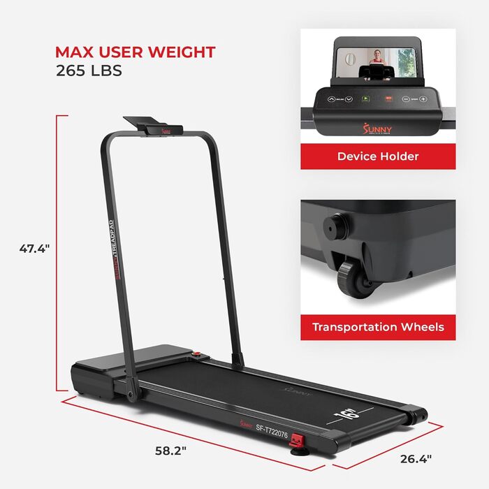 Бігова доріжка Sunny Health & Fitness SF-T722076 з автоматичним нахилом