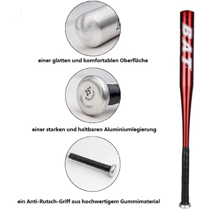 Алюмінієва біта для бейсболу 34 дюйми (86,4 см) багатоколірна, для дорослих та молоді, чоловіча/жіноча (червона)
