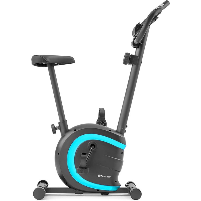Велотренажер Hop-Sport HS-015H для дому, компактний, для літніх людей, з пульсометром і антиковзкими педалями, бірюзовий