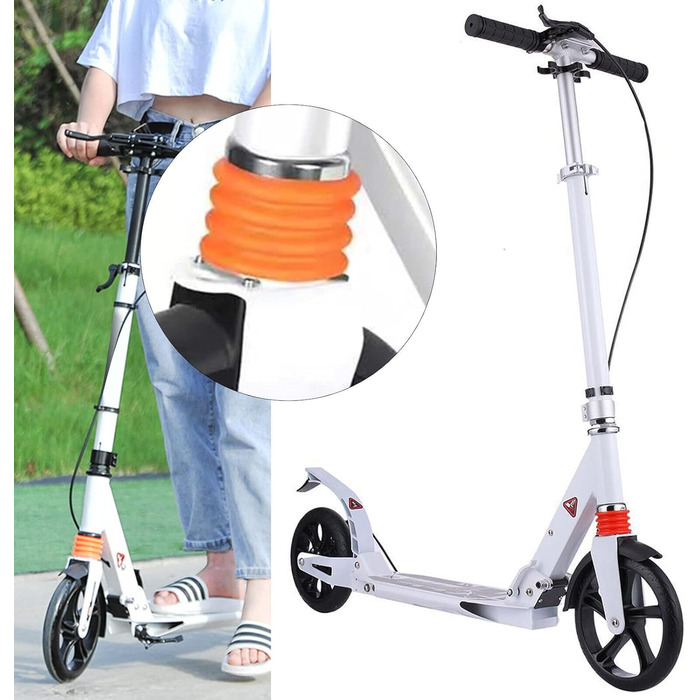 Самокат Vinnyooc Kickscooter складаний, з ручним гальмом, для дітей і дорослих, міський, колеса 200 мм, регульована висота