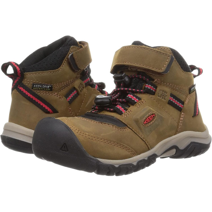 KEEN Ridge Flex Mid - водонепроникні трекінгові черевики для дітей, 29 EU, Bison Red Carpet