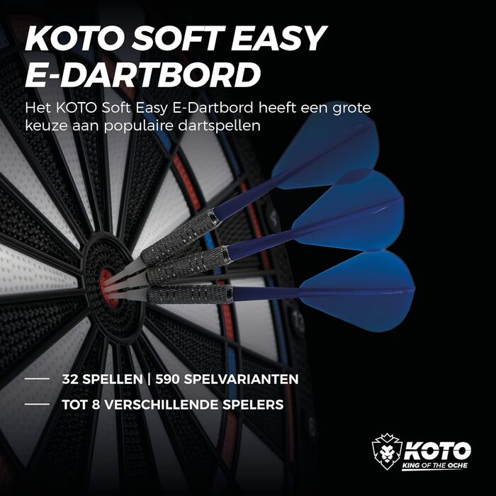KOTO Електронна м'яка дартс-дошка 39x2x44,5 см з 6 дротиками, 32 ігри, понад 590 режимів, набір для мультигравців