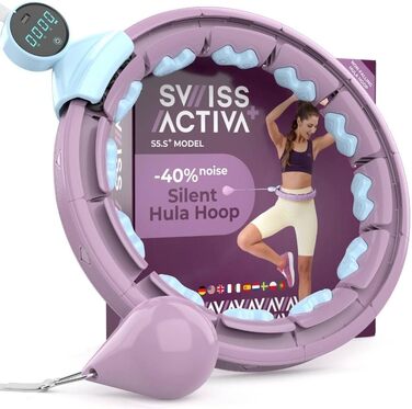 Розумний хулахуп Swiss Activa+ S5.S+ для дорослих 60-112 см з обважнювачем, фіолетово-синій, тихий, для схуднення