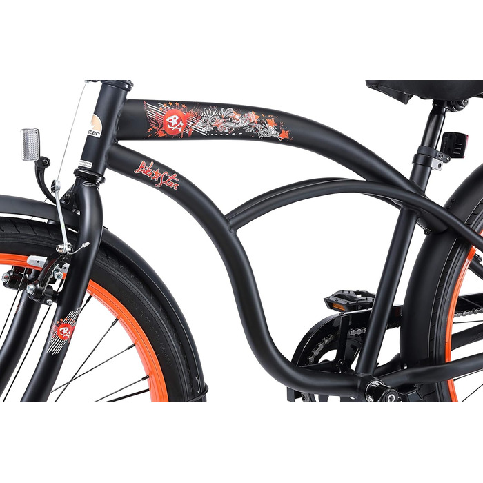 Дитяче велосипед BIKESTAR 24 дюйми для хлопчиків та дівчаток від 6 років | Круізер | Чорний колір