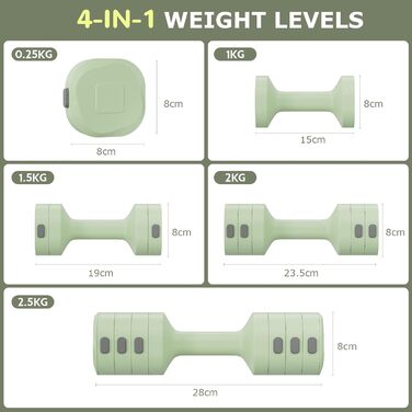 Регульовані гантелі для жінок, набір 1-5 кг, 2 шт. Багатофункціональний набір гантелей 4-в-1 для дому та фітнесу, тренування для жінок та чоловіків
