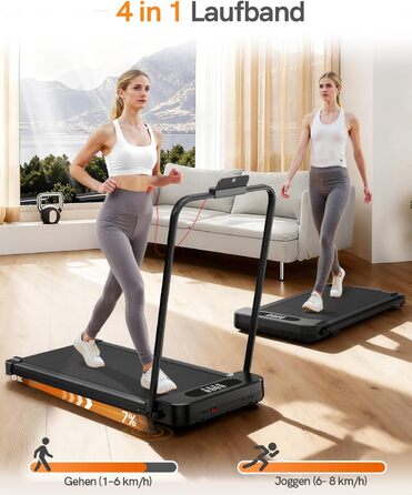 Біговий доріжка HomeFitnessCode з нахилом - Walkpad для дому. Компактний, електричний, 1-8 км/год. Чорний