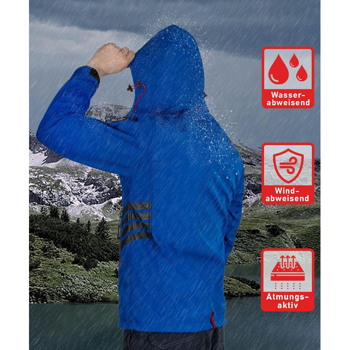 Чоловіча куртка Softshell водонепроникна outdoor з флісовою підкладкою, дихаюча функціональна куртка AS088, синя, розмір L