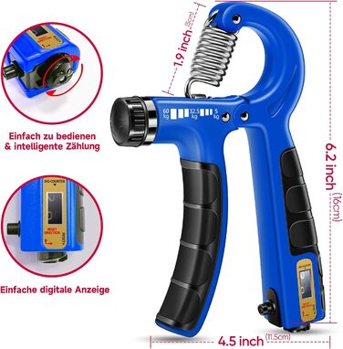 FitBeast Набір для тренування рук (5 шт.): підручник для підручників, фінгердехнер, м'яч для хвата та м'яч для зняття стресу, темно-синій