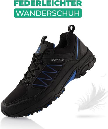 Черевики для трекінгу та трейлраннінгу Softshell для жінок та чоловіків. Розмір 42 EU, чорно-синій колір