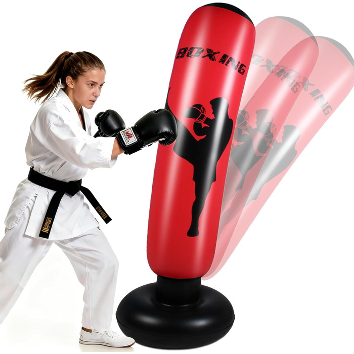 Дитячий боксерський мішок 168 см, надувний, для карате, кікбоксингу, тхеквондо, ММА - ідеальний подарунок для хлопчиків та дівчаток 6-12 років