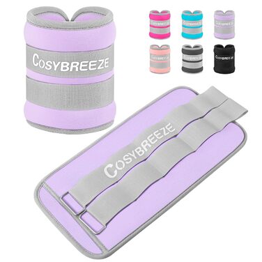 Обтяжувачі для ніг та рук Cosybreeze, ваги-манжети для фітнесу, бігу та йоги, 5 кг (пара), світло-фіолетові, 2 ремені