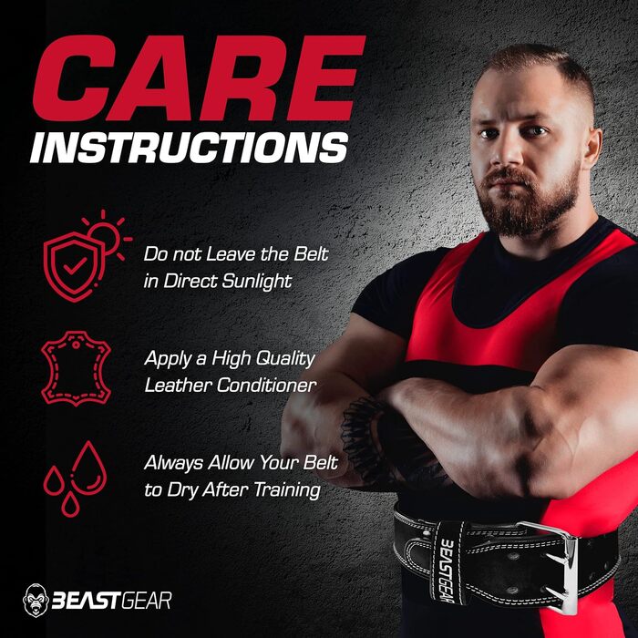 Пояс для пауерліфтингу Beast Gear PowerBelt, преміум, нубукова шкіра, 10 мм, 10,2 см, подвійна пряжка, XL, чорний