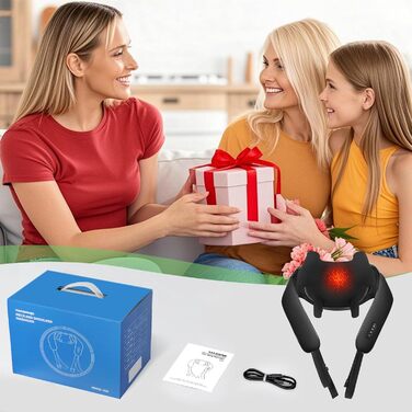 Масажер для шиї та спини з підігрівом Wiederaufladbares Nackenmassagegerät 2600 mAh, 4D масаж, Шиацу для ніг та тіла, зняття болю