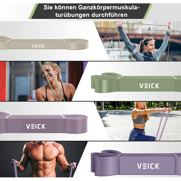 Набір еластичних стрічок VEICK для фітнесу та калістеніки (фітнес-стрічки, стрічки для фітнесу, Pilates)