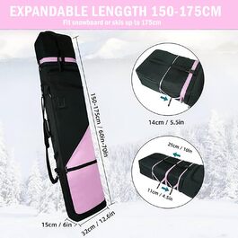 Чохол для сноуборду AUMTISC, чорний/синій, для сноубордів 155-180 см, водонепроникний, з регульованими лямками