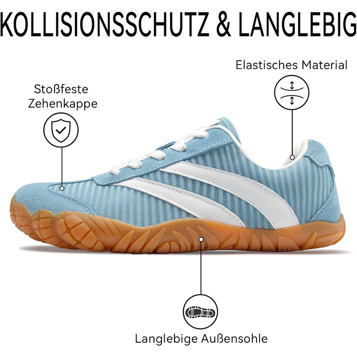 Босоніжні кросівки Retro Sneaker Unisex — легке мінімалістичне взуття для трейлу та прогулянок, дихаючі прогулянкові кросівки з протиковзанням, сині, 39 EU