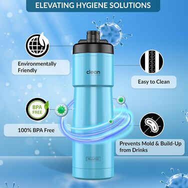 Ізотермічна велосипедна пляшка The Clean Hydration Co Sport 23, легко миється, для пиття під час їзди, синя глянцева
