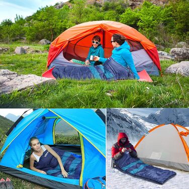 Спальний мішок URPRO 1.6 кг з фланелі для зими, осені та весни, блакитний, з матеріалу Hollowfiber, водонепроникний