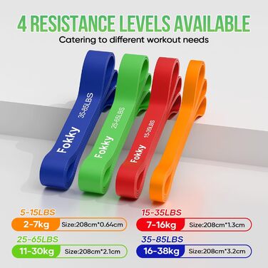 Набір еластичних стрічок для фітнесу Resistance Bands (4 рівні), з дверним кріпленням, постер, сумка. Для розтяжки, силових тренувань, кросфіту, нарощування м'язів, домашніх тренувань. Оранжевий, червоний, зелений, синій