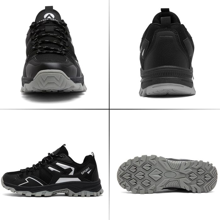 Чоловічі трекінгові черевики для хайкінгу та кемпінгу, легкі, чорно-срібні (39 EU)