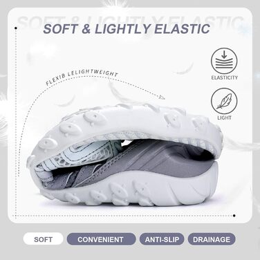 Аквашузи Mabove для плавання та серфінгу, чоловічі та жіночі, швидко сохнуть, 43 EU, сірий та білий