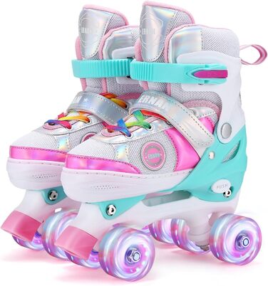 Ролики для дітей, ролики для дівчаток, регульовані ролики з підсвічуванням, для віку 3-8/6-12 років, розмір EU28-32