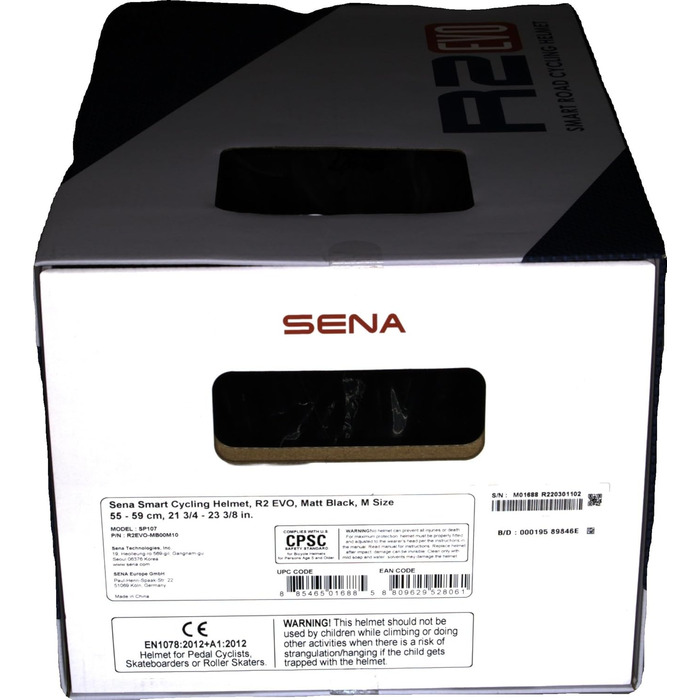 Велосипедний шолом Sena R2 EVO Mesh Intercom для дорослих, матовий чорний, розмір M, розумний, для дороги