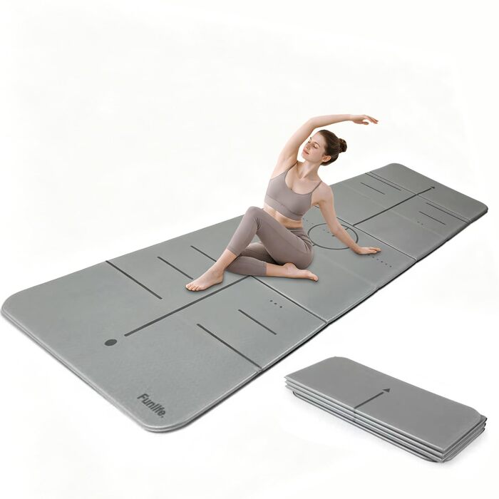 Килимок для йоги FunLife XXL 190x66x10 мм Stone Grey - для пілатесу, фітнесу та гімнастики (складний, нековзкий)