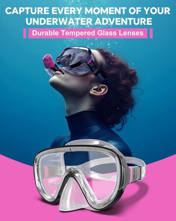 Набір для снорклінгу G2RISE для дорослих: маска та трубка, чорно-рожевий