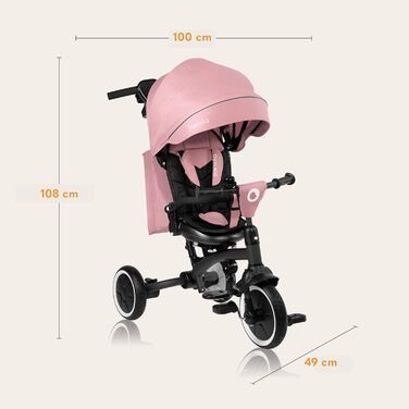 Дитячий триколісний велосипед LIONELO Tris Plus 3-в-1, від 9 місяців до 5 років, до 25 кг, прогулянкова коляска, великі PU-колеса, поворотне сидіння 360°, регульована спинка, монтаж без інструментів