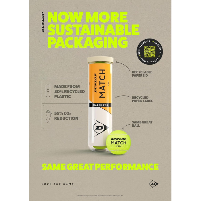 М'яч для тенісу Dunlop Match Pro для піску, хард-корту та газону – Amazon Exclusive, 3x 4 шт.