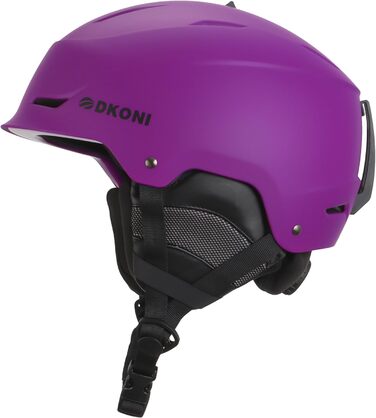 Шолом гірськолижний та сноубордичний для чоловіків, жінок та дітей, регульований розмір, 3-рівнева вентиляція, міцна PC-оболонка з EPS-піною (Білий, фіолетовий, L: 58-62 см)