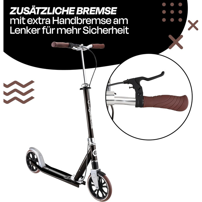 Роликовий самокат GLOBBER NL 205 - для дітей від 8 років, підлітків та дорослих, регульована висота, колеса 205 мм, ABEC 7, чорний