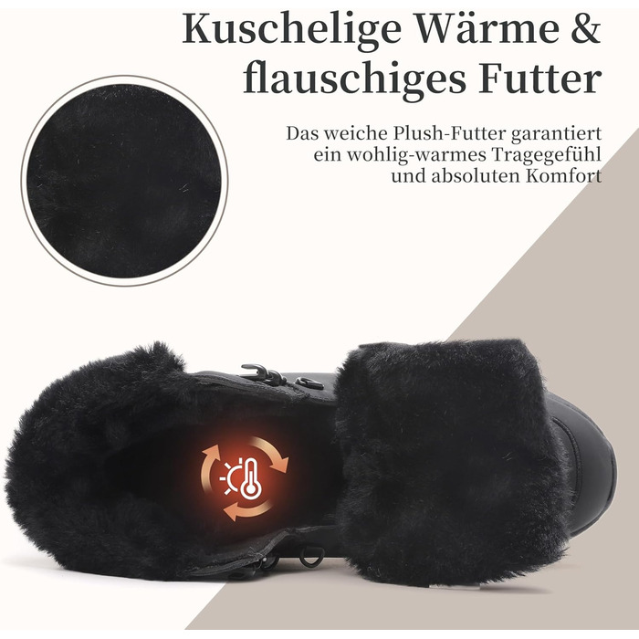 Зимові черевики для жінок, зимові чоботи, утеплені снігові чоботи, трекінгові черевики для хайкінгу, чорний колір, розмір 38 EU