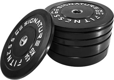 Олімпійські диски Signature Fitness 5,1 см із сталевою втулкою, набір 72,6 кг (2×10/25/20,4 кг), чорні