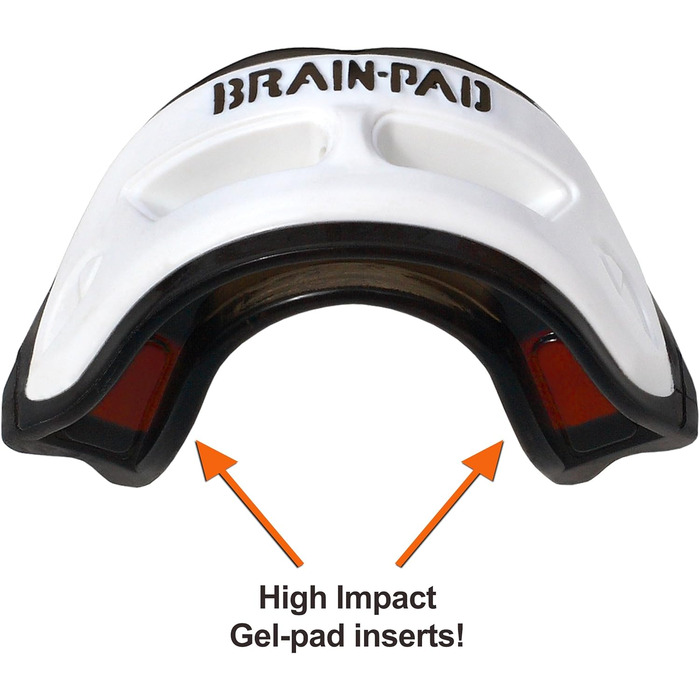 Дитячий капа для захисту щелепи Brain Pad 3XSWPY, біло-чорна, подвійна дуга