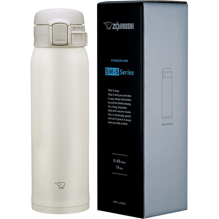 Термокружка Zojirushi SM-SF48-AD – 480 мл, нержавіюча сталь, вишуканий дизайн, для кави, офісу, подорожей, темно-синій колір