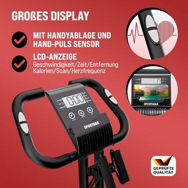 Електровелотренажер SPORTANA® EAGLE 3-в-1: складаний, з LCD-дисплеєм, регулювання висоти, фітнес-гумки | Hometrainer, Indoor Bike