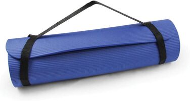 Фітнес-мат Fitness Mad для йоги та гімнастики, синій, 182×58 см, NBR піна, антибактеріальна поверхня, з ременем для перенесення, для дому і спортзалу