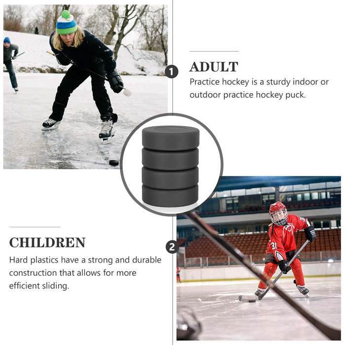 4 шт. Хокейні шайби BESPORTBLE - Професійні, чорні, для тренувань та класичного хокею