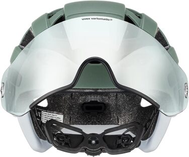 Велошолом Uvex Finale Visor V з візором і LED-ліхтарем, для міста, унісекс, мохово-зелений матовий, 52-57 см