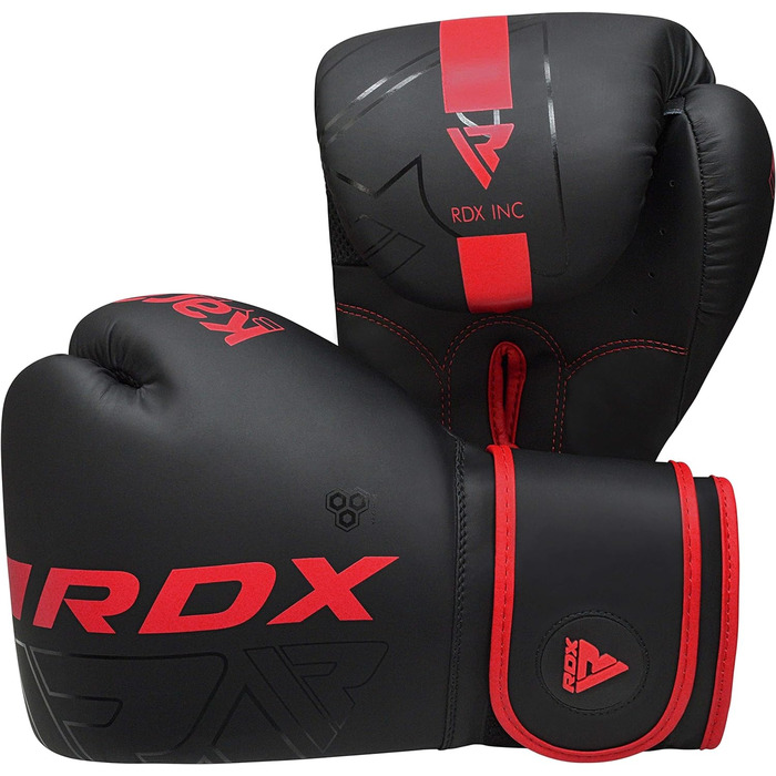 Дитячі боксерські рукавички RDX KARA 6oz для муай-тай, кікбоксингу, ММА, спарингів, тренувань, шкіра Maya Hide, чорні/червоні