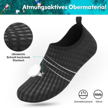 Шкарпетки для плавання та водних видів спорту Sixspace, чорні, розмір 34-47