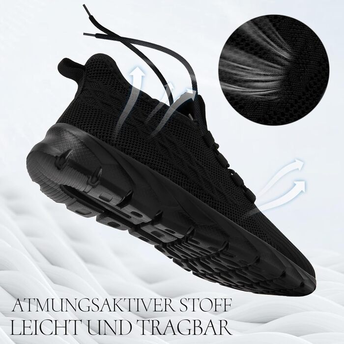 Чоловічі кросівки для бігу та фітнесу. Модель для вулиці та ходьби. Чорний колір, 49 EU