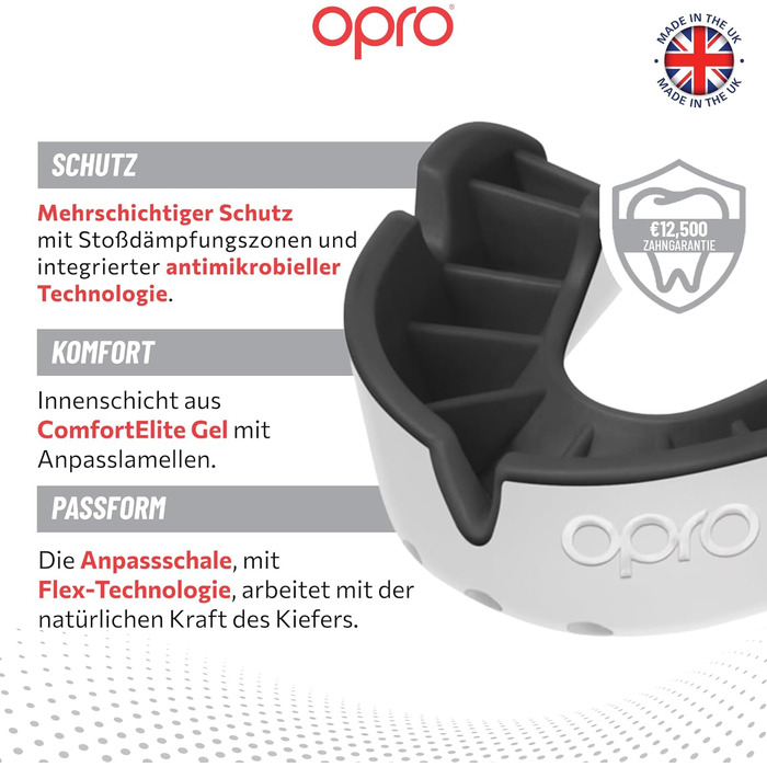 Капа для боксу та єдиноборств OPRO Silber-Level – захист для зубів для боксу, MMA, хокею, кікбоксингу, регбі – самоадаптується – для дорослих та дітей (10+)