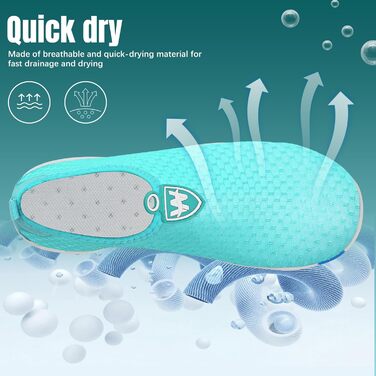 Чоботи для плавання WateLves: чоловічі та жіночі, для води, пляжу, серфінгу, швидко сохнуть, унісекс (зелений, 42 EU)
