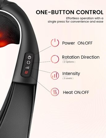 Масажер для шиї RIKE Shiatsu з підігрівом - 3D масажер для шиї, плечей та спини, з адаптерами для мережі та авто, глибока масажна дія, подарунок на Різдво